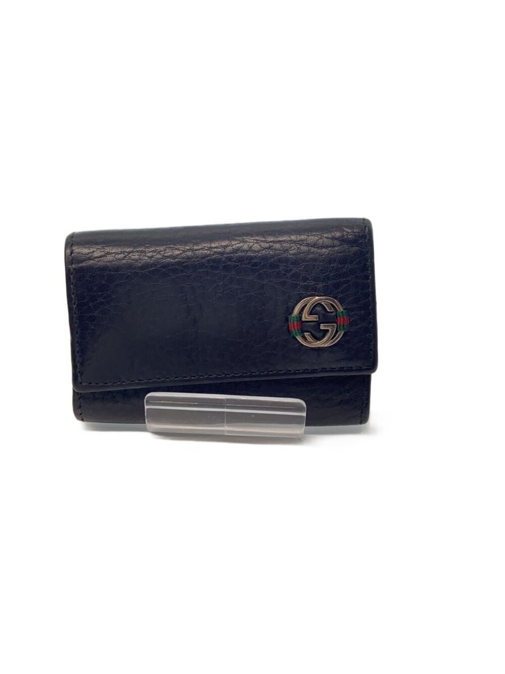 Gucci Key Case Wallet Interlocking G Faux Leather Black YS